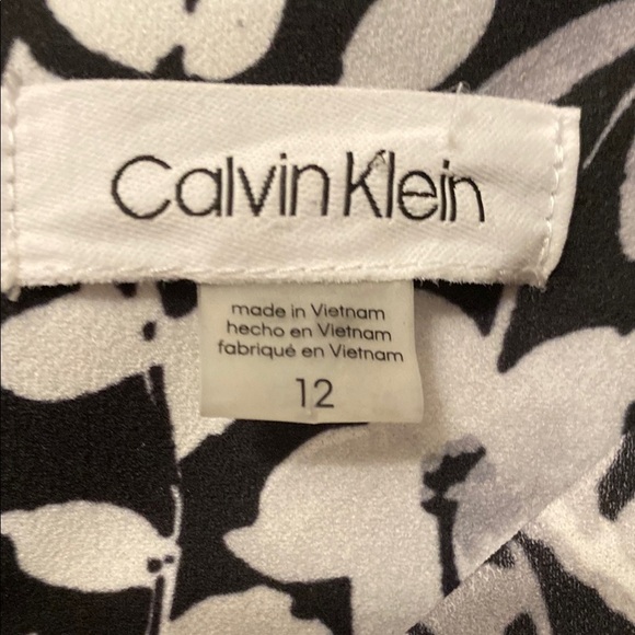 Calvin Klein Elegant Black and White Floral Dress Size 12 - Picture 4 of 12